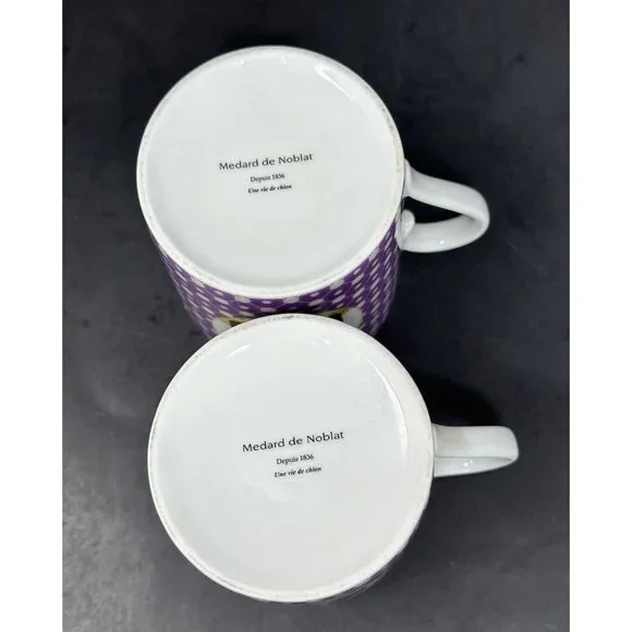 MEDARD DE NOBLAT UNE VIE DE CHIEN Basset Hound Mugs Cups 8 oz Set of 2 Limoges - Picture 6 of 9